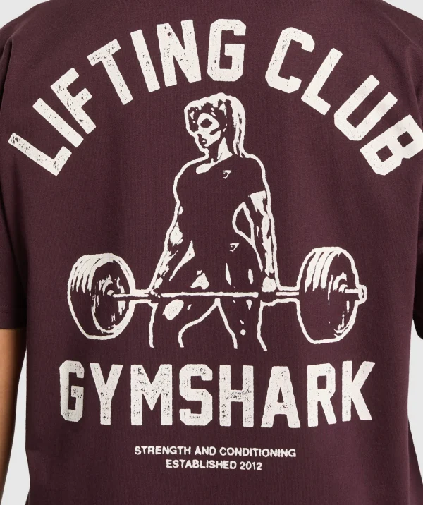 Gymshark T-shirts & Tops*Lifting Club Graphic Oversized T-Shirt DepthPurple