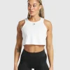 Gymshark Tank Tops | Crop Tops*Lifting Essential Cotton Crop Tank White