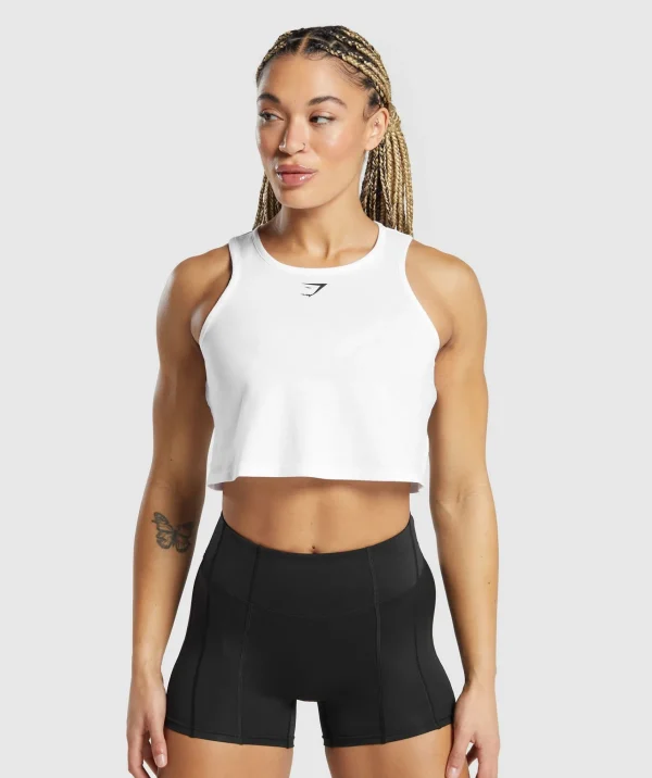 Gymshark Tank Tops | Crop Tops*Lifting Essential Cotton Crop Tank White