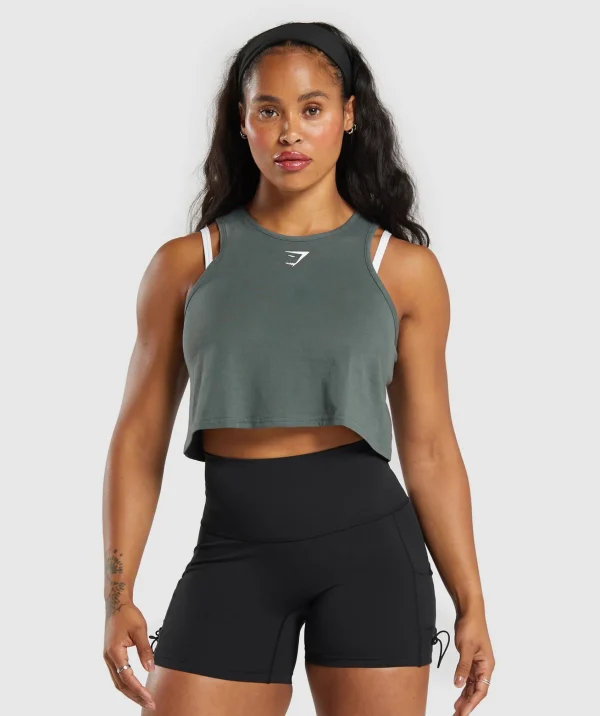 Gymshark Tank Tops | Crop Tops*Lifting Essential Cotton Crop Tank SlateTeal