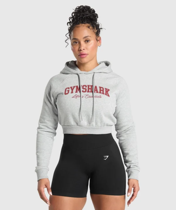 Gymshark Hoodies & Sweatshirts*Lifting Essentials Graphic Cropped Hoodie LightGreyCoreMarl