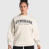 Gymshark Hoodies & Sweatshirts*Lifting Essentials Graphic Brushed Oversized Sweatshirt OatWhite