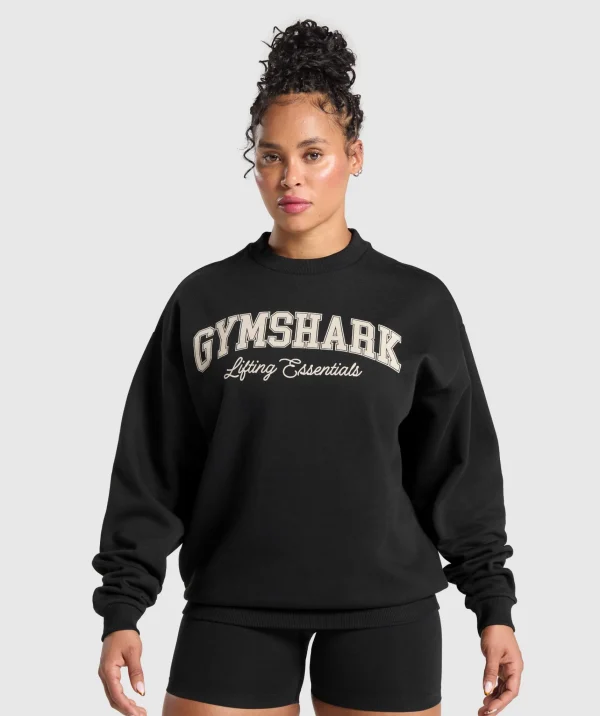 Gymshark Hoodies & Sweatshirts*Lifting Essentials Graphic Brushed Oversized Sweatshirt Black