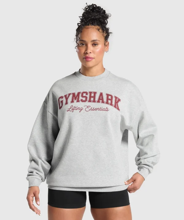 Gymshark Hoodies & Sweatshirts*Lifting Essentials Graphic Brushed Oversized Sweatshirt LightGreyCoreMarl