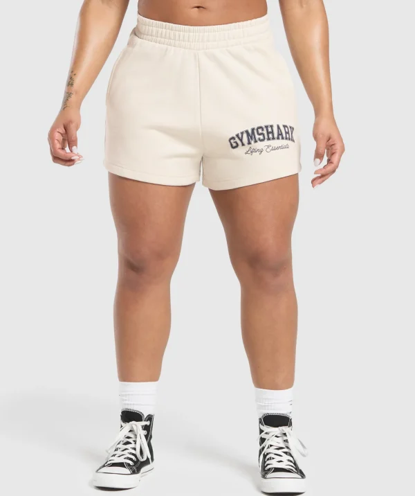 Gymshark Shorts*Lifting Essentials Graphic Brushed 4' Shorts OatWhite