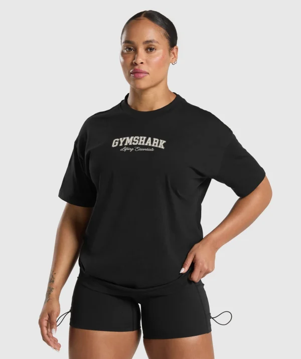 Gymshark T-shirts & Tops*Lifting Essentials Graphic Oversized T-Shirt Black