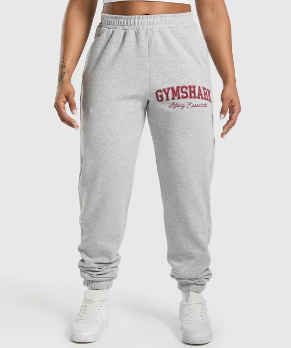 Gymshark Joggers & Sweatpants*Lifting Essentials Graphic Brushed Oversized Joggers LightGreyCoreMarl