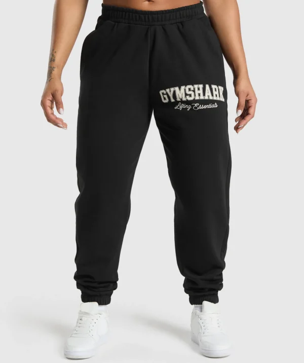 Gymshark Joggers & Sweatpants*Lifting Essentials Graphic Brushed Oversized Joggers Black