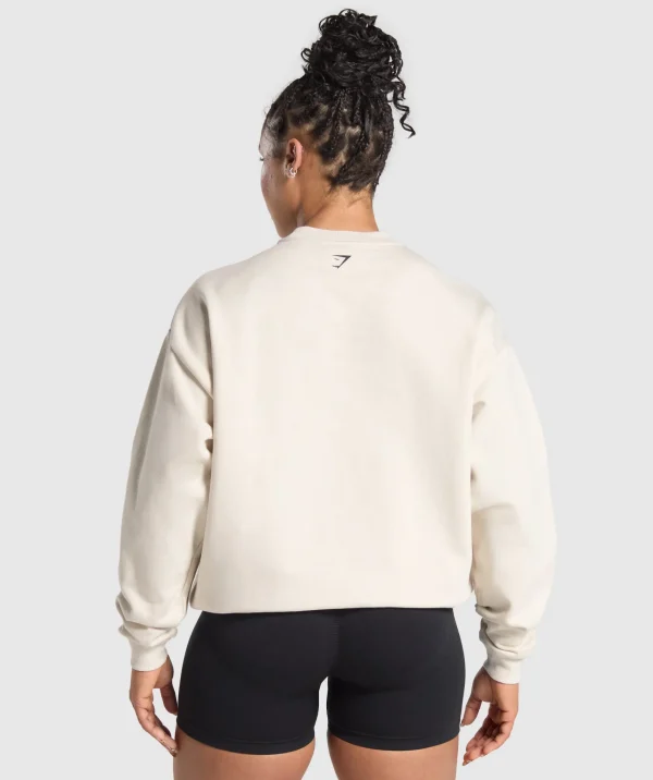 Gymshark Hoodies & Sweatshirts*Lifting Essentials Graphic Brushed Oversized Sweatshirt OatWhite