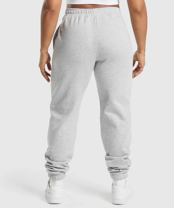 Gymshark Joggers & Sweatpants*Lifting Essentials Graphic Brushed Oversized Joggers LightGreyCoreMarl