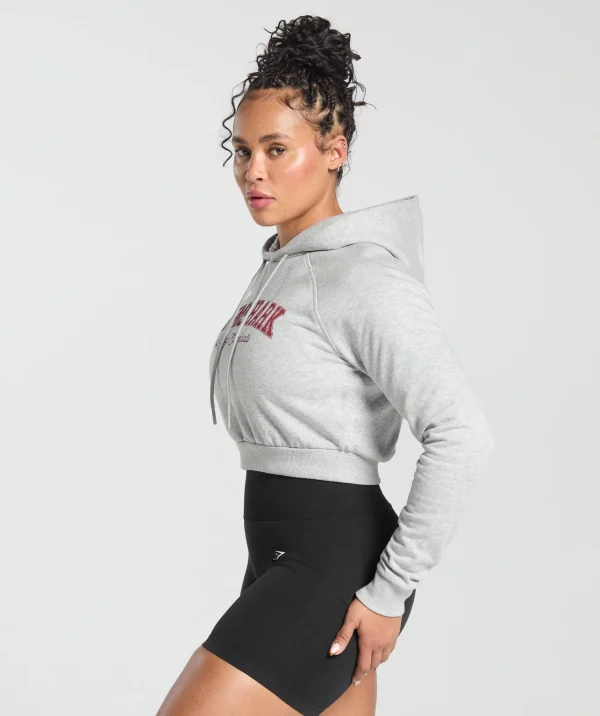 Gymshark Hoodies & Sweatshirts*Lifting Essentials Graphic Cropped Hoodie LightGreyCoreMarl