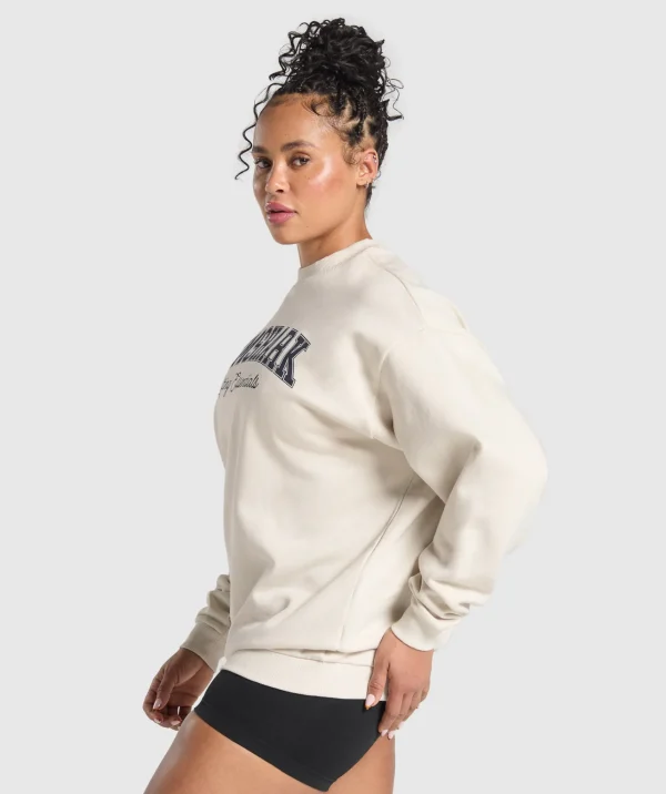 Gymshark Hoodies & Sweatshirts*Lifting Essentials Graphic Brushed Oversized Sweatshirt OatWhite