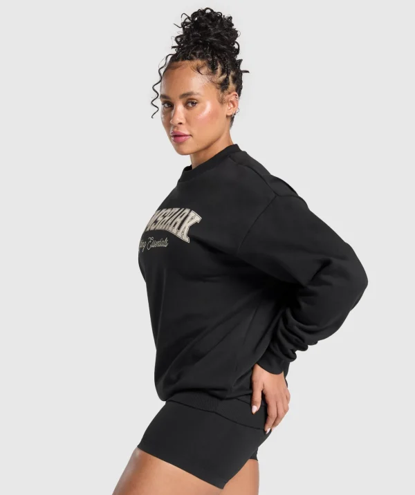 Gymshark Hoodies & Sweatshirts*Lifting Essentials Graphic Brushed Oversized Sweatshirt Black