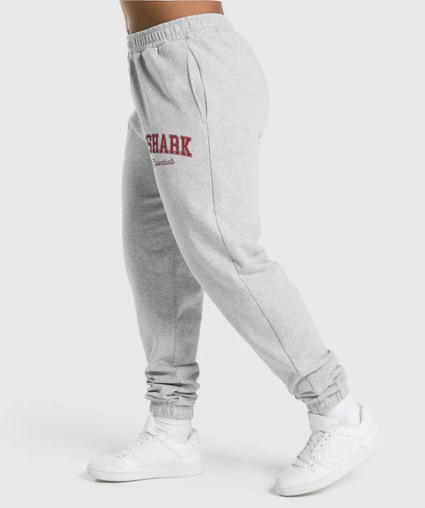 Gymshark Joggers & Sweatpants*Lifting Essentials Graphic Brushed Oversized Joggers LightGreyCoreMarl