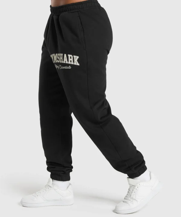 Gymshark Joggers & Sweatpants*Lifting Essentials Graphic Brushed Oversized Joggers Black