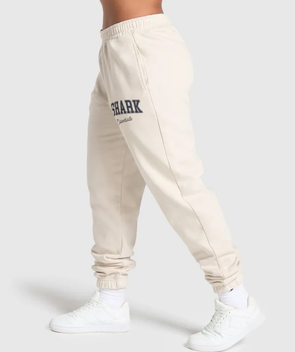 Gymshark Joggers & Sweatpants*Lifting Essentials Graphic Brushed Oversized Joggers OatWhite