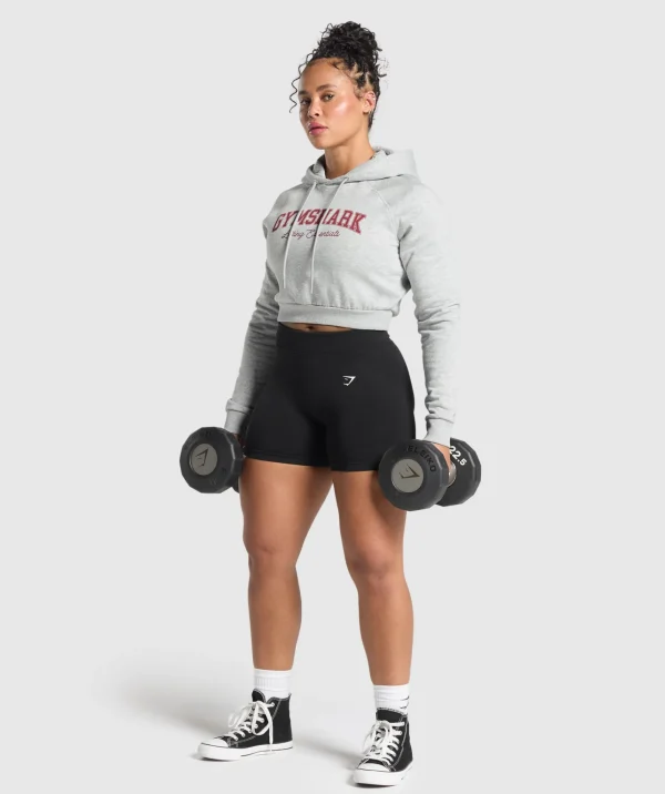 Gymshark Hoodies & Sweatshirts*Lifting Essentials Graphic Cropped Hoodie LightGreyCoreMarl