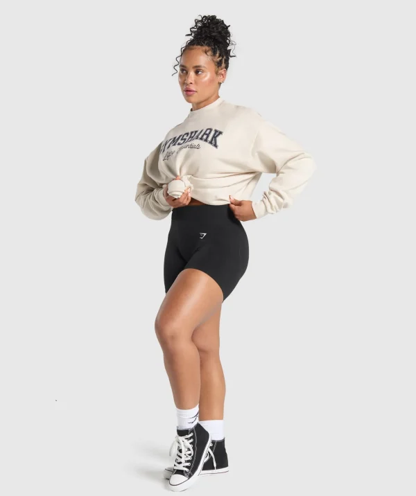 Gymshark Hoodies & Sweatshirts*Lifting Essentials Graphic Brushed Oversized Sweatshirt OatWhite