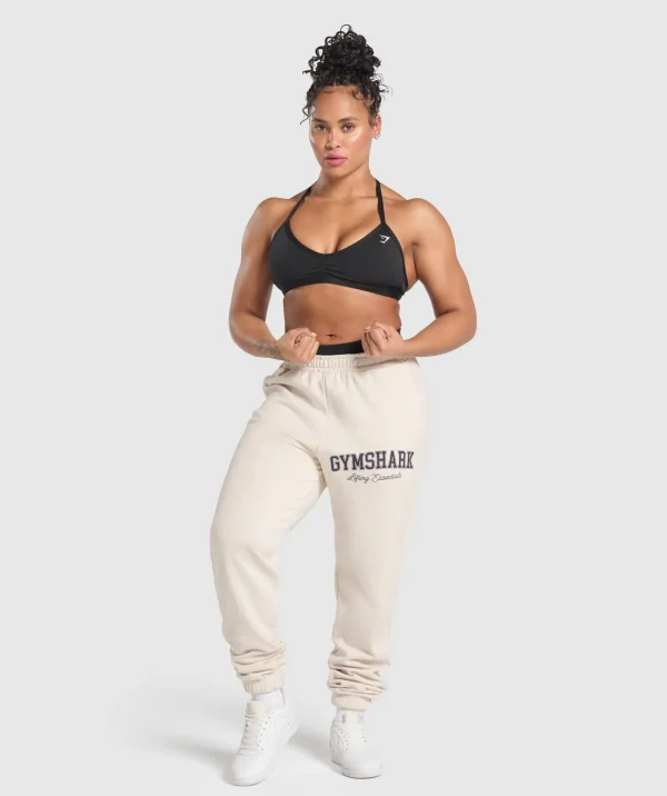 Gymshark Joggers & Sweatpants*Lifting Essentials Graphic Brushed Oversized Joggers OatWhite