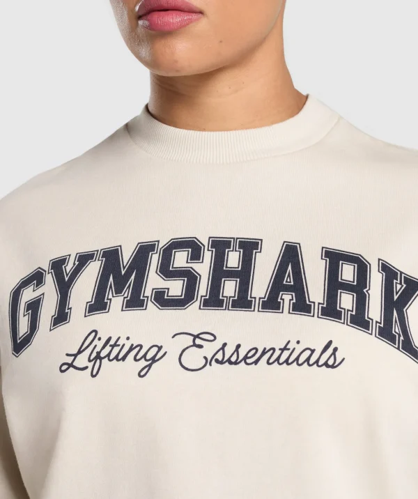 Gymshark Hoodies & Sweatshirts*Lifting Essentials Graphic Brushed Oversized Sweatshirt OatWhite