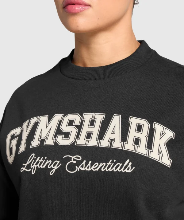 Gymshark Hoodies & Sweatshirts*Lifting Essentials Graphic Brushed Oversized Sweatshirt Black