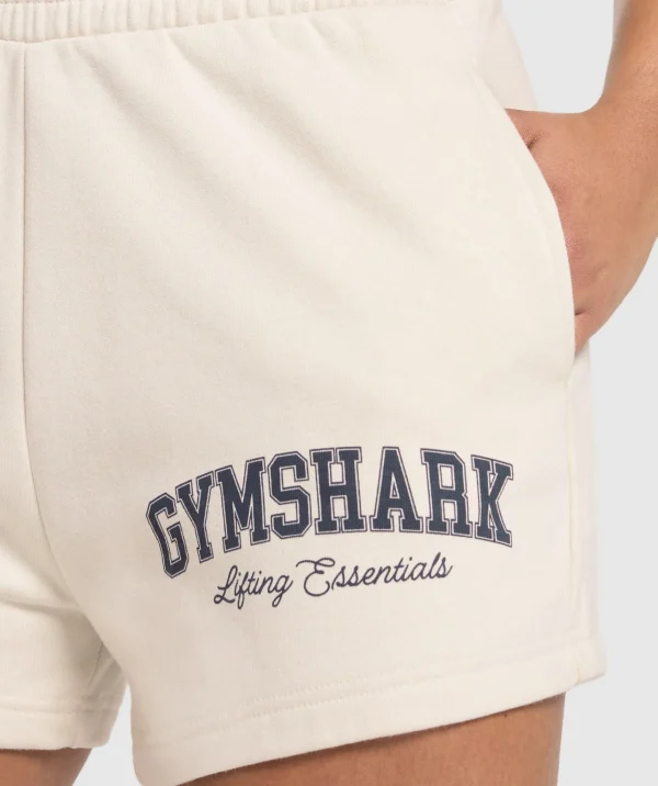 Gymshark Shorts*Lifting Essentials Graphic Brushed 4' Shorts OatWhite