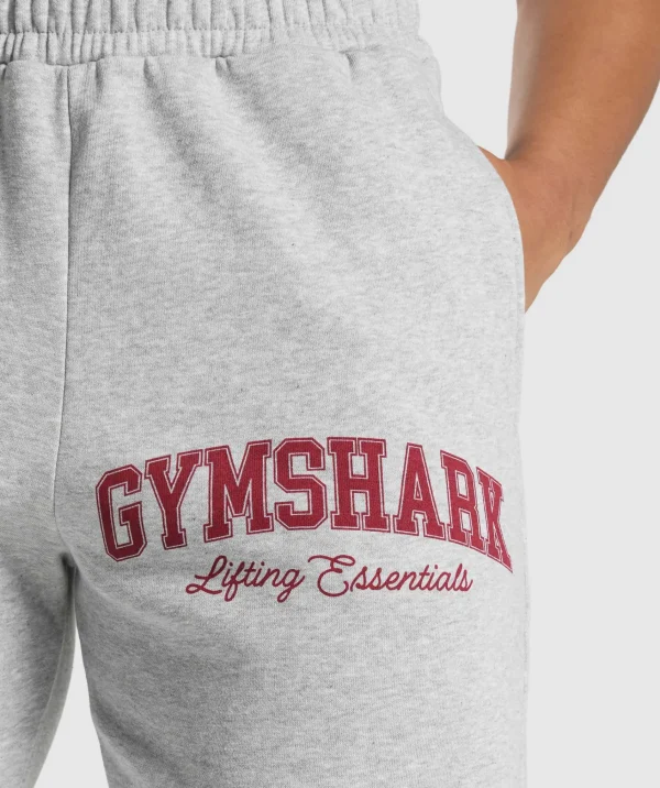 Gymshark Joggers & Sweatpants*Lifting Essentials Graphic Brushed Oversized Joggers LightGreyCoreMarl