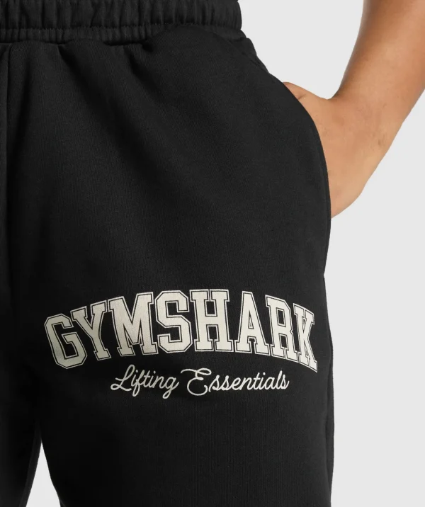 Gymshark Joggers & Sweatpants*Lifting Essentials Graphic Brushed Oversized Joggers Black