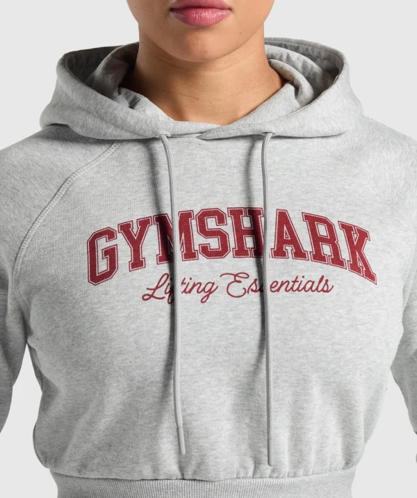 Gymshark Hoodies & Sweatshirts*Lifting Essentials Graphic Cropped Hoodie LightGreyCoreMarl