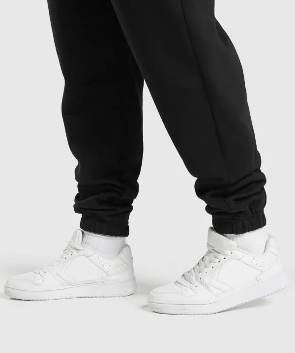 Gymshark Joggers & Sweatpants*Lifting Essentials Graphic Brushed Oversized Joggers Black