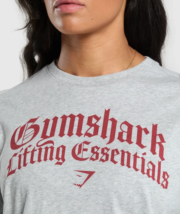 Gymshark T-shirts & Tops*Lifting Essentials Long Sleeve Top LightGreyCoreMarl