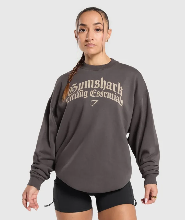 Gymshark Hoodies & Sweatshirts*Lifting Essentials Oversized Sweatshirt GreyedPurple