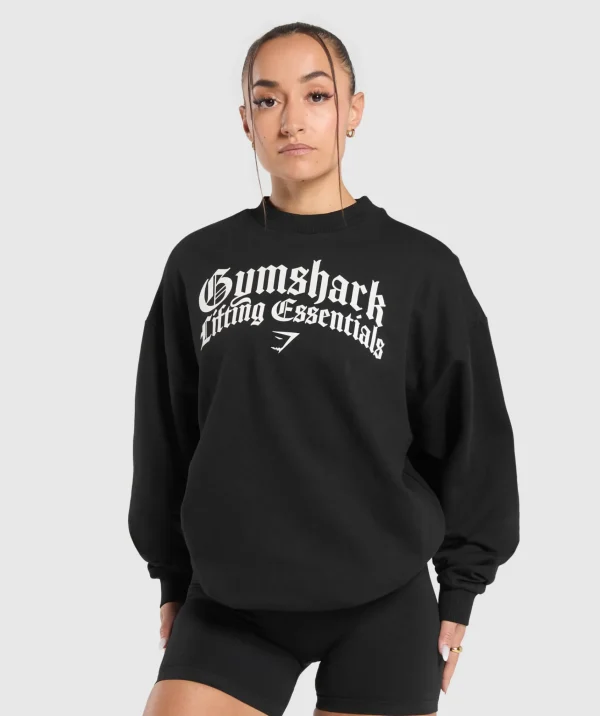 Gymshark Hoodies & Sweatshirts*Lifting Essentials Oversized Sweatshirt Black