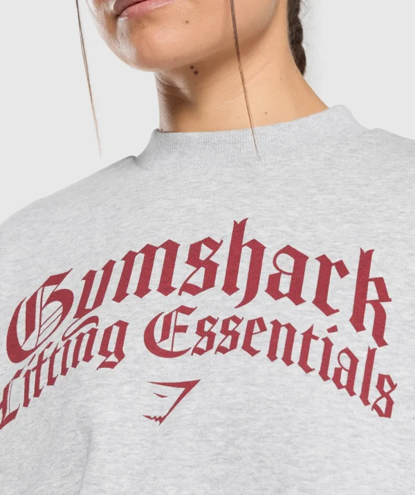 Gymshark Hoodies & Sweatshirts*Lifting Essentials Oversized Sweatshirt LightGreyCoreMarl