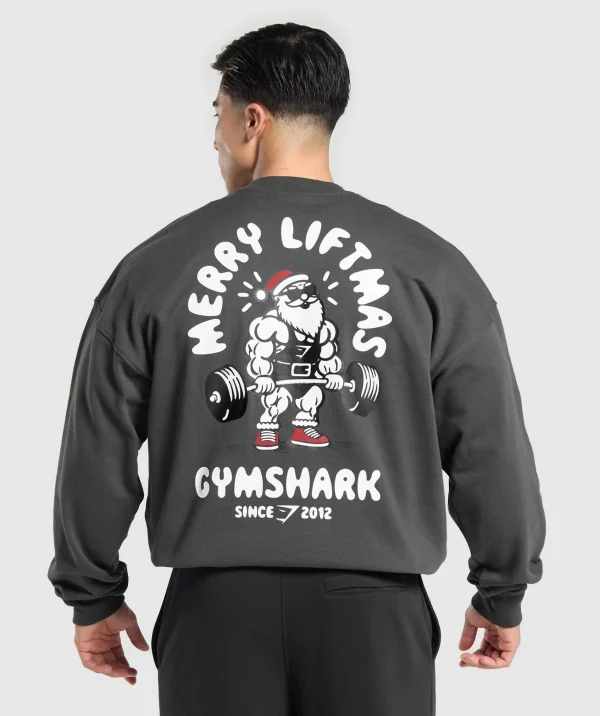 Gymshark Hoodies & Sweatshirts*Liftmas Crew AsphaltGrey