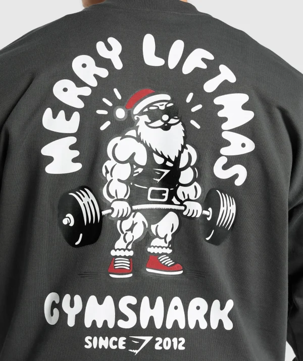 Gymshark Hoodies & Sweatshirts*Liftmas Crew AsphaltGrey