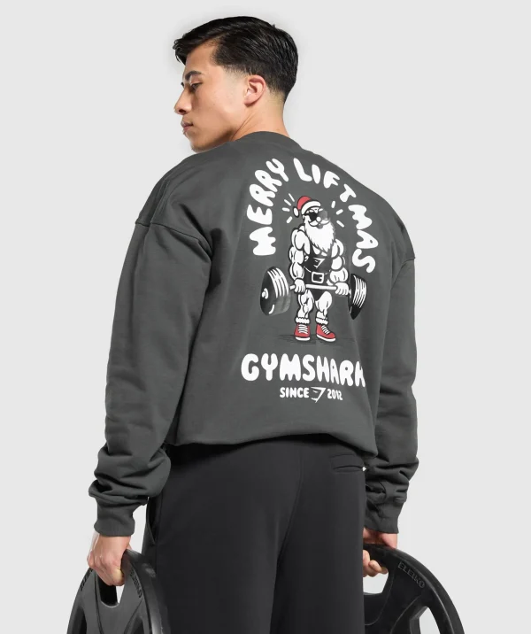 Gymshark Hoodies & Sweatshirts*Liftmas Crew AsphaltGrey