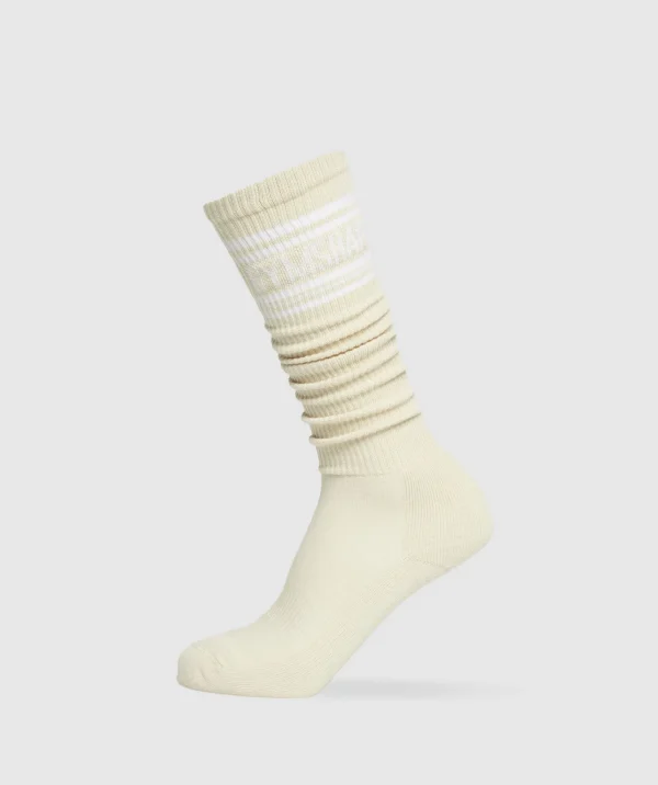 Gymshark Crew Socks*Long Stripe Sock EcruWhite