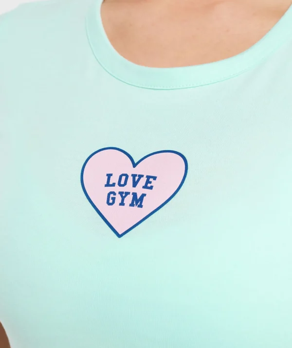 Gymshark Crop Tops | T-shirts & Tops*Love Hearts Crop Top SereneBlue