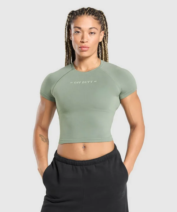 Gymshark T-shirts & Tops*Off Duty Seamless Baby Tee UnitGreen