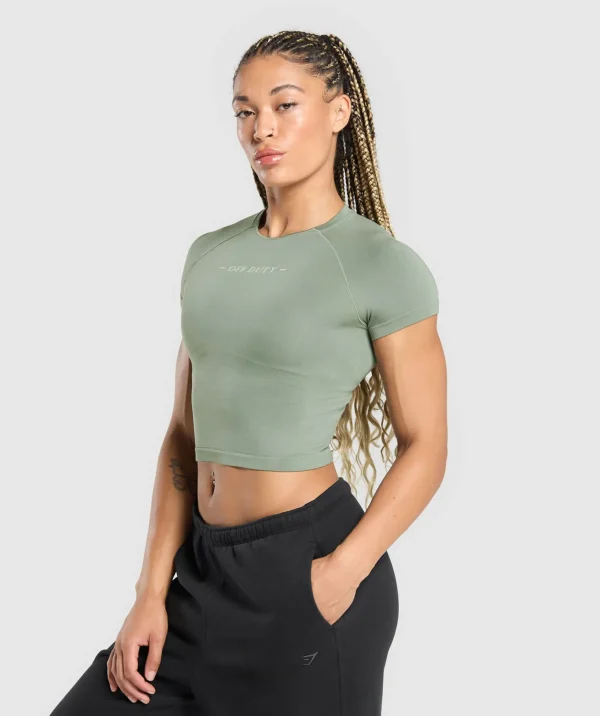 Gymshark T-shirts & Tops*Off Duty Seamless Baby Tee UnitGreen