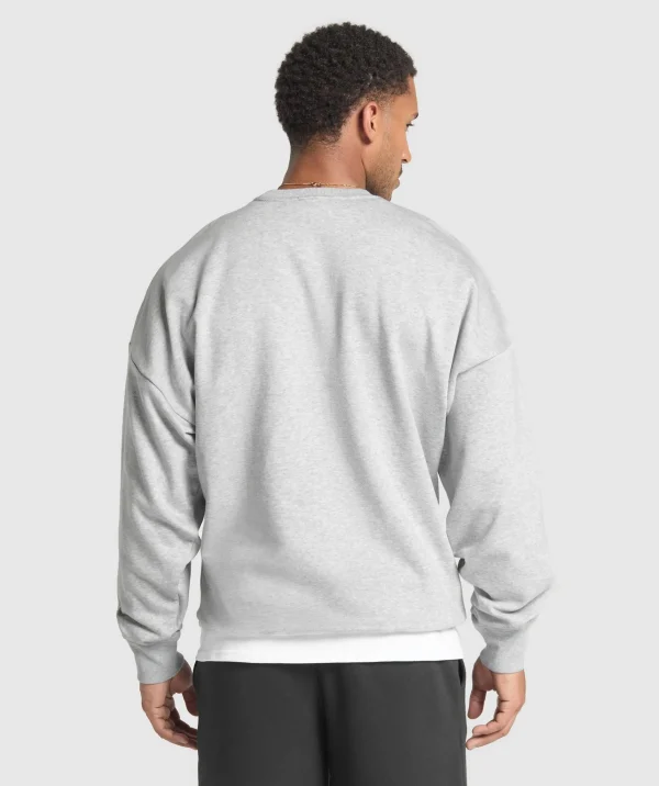 Gymshark Hoodies & Sweatshirts*Oversized Crest Crew LightGreyCoreMarl