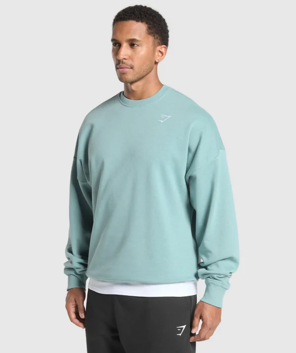 Gymshark Hoodies & Sweatshirts*Oversized Crest Crew RestBlue