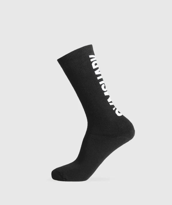 Gymshark Crew Socks*Plush Wordmark Crew Sock Black