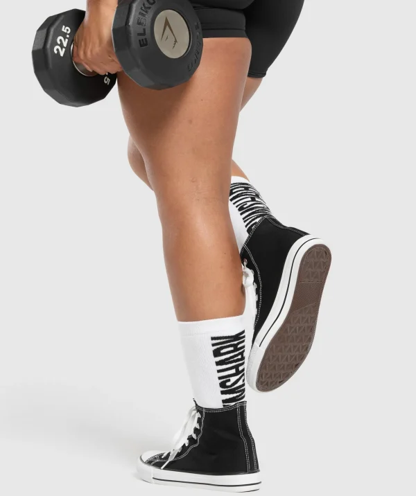 Gymshark Crew Socks*Plush Wordmark Crew Sock White