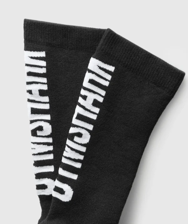 Gymshark Crew Socks*Plush Wordmark Crew Sock Black