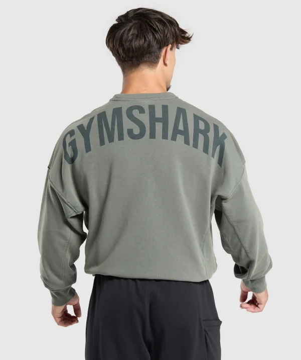 Gymshark Hoodies & Sweatshirts*Power Washed Crew SlateTeal