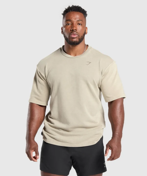 Gymshark Hoodies & Sweatshirts*Power Washed Short Sleeve Crew EcruBrown