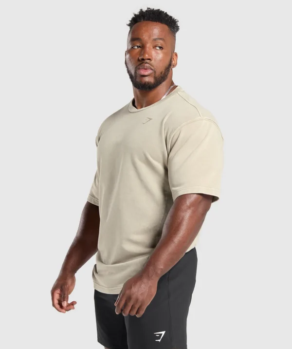 Gymshark Hoodies & Sweatshirts*Power Washed Short Sleeve Crew EcruBrown