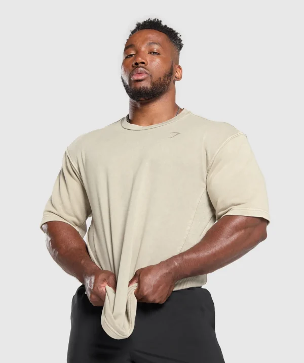 Gymshark Hoodies & Sweatshirts*Power Washed Short Sleeve Crew EcruBrown